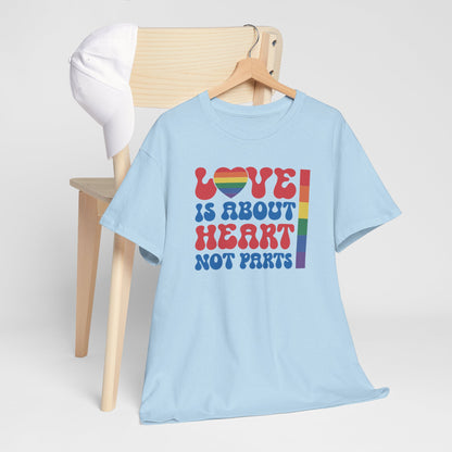 Gay Pride T-shirt - Love is about heart, not parts - Oversized #31