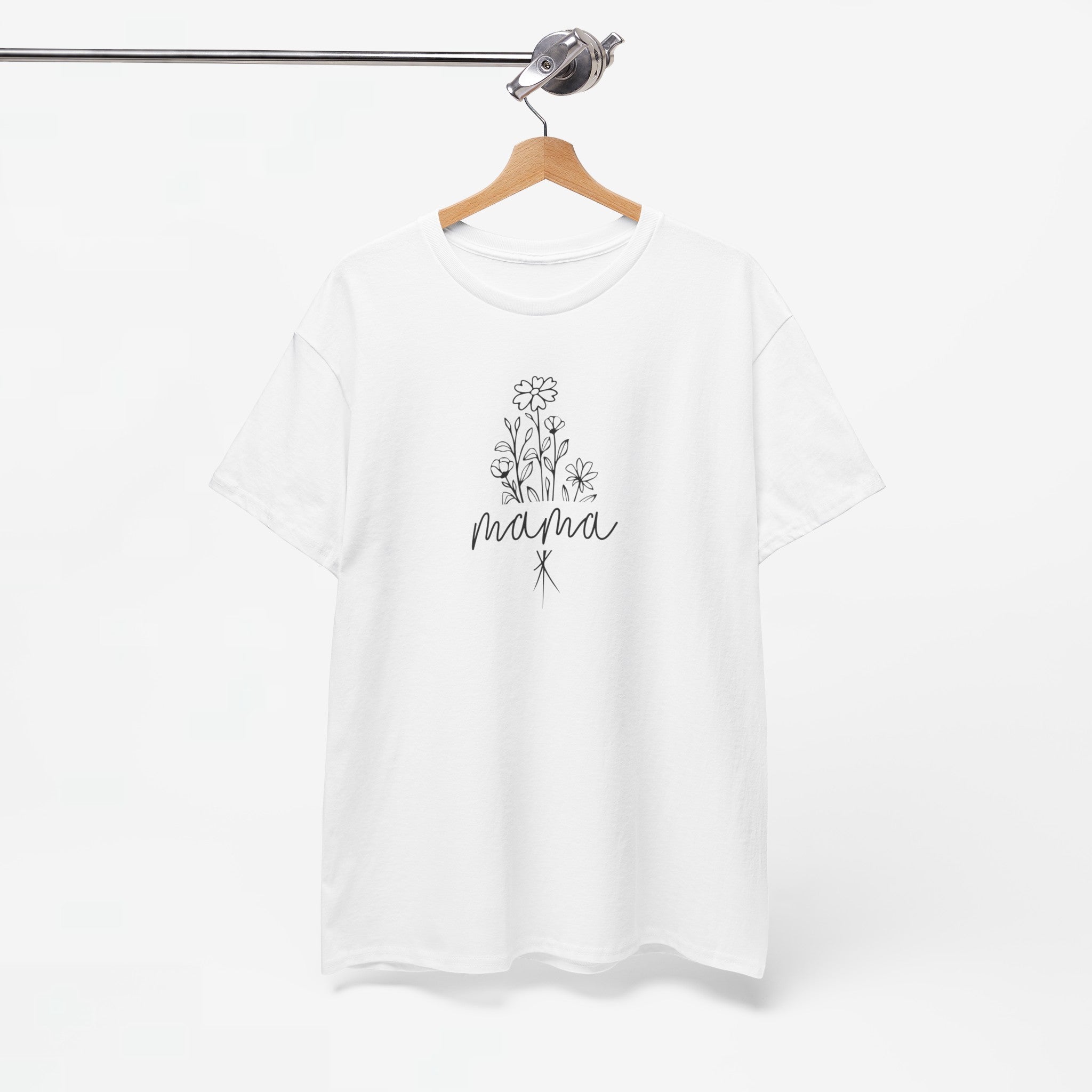 Moederdag Mama Cadeau - T-shirt - Line Art Bloem - Oversized - #23