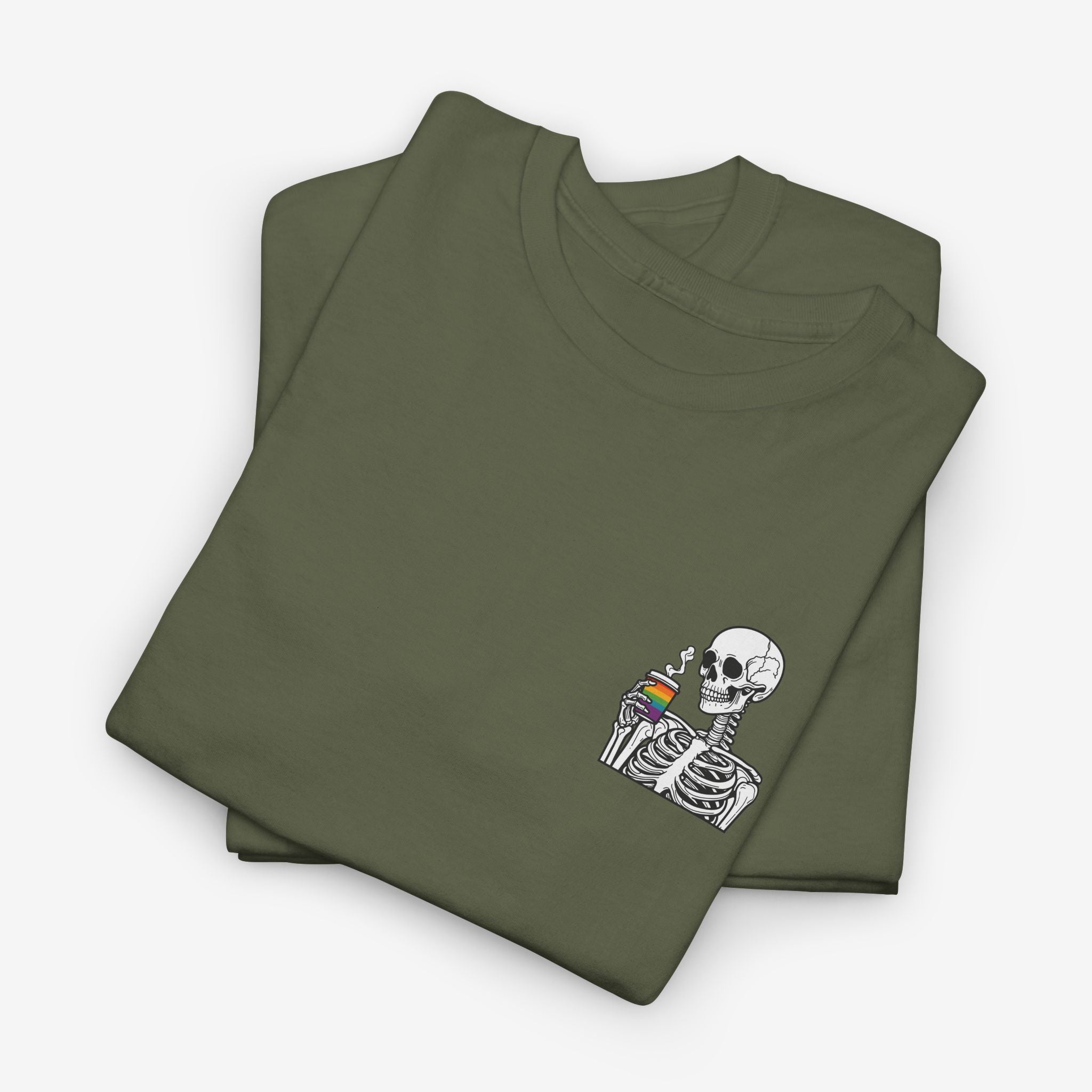 Gay Pride T-shirt - Skelet Regenboog Koffie | SkrrtShirt