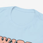 Lichtblauw T-shirt detail van ronde hals