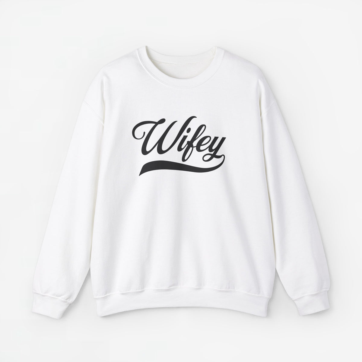 Witte sweatshirt met opdruk “Wifey” en ronde hals