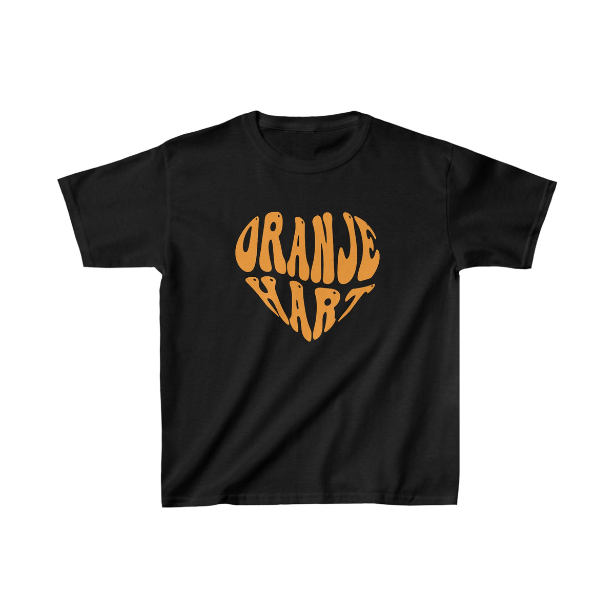 Zwart kinder T-shirt met oranje hart voorprint
