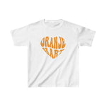 Wit kinder T-shirt met oranje hart voorprint