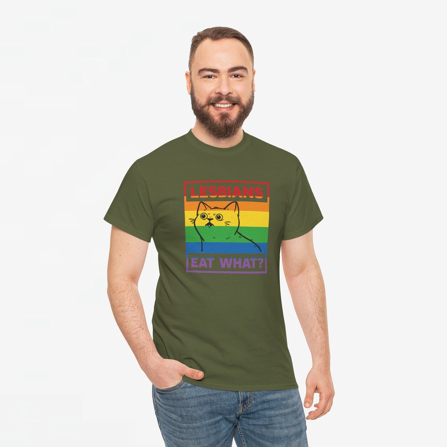 Gay Pride T-shirt - Lesbians Eat What? - Oversized #5