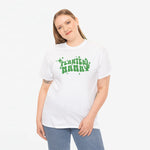 Wit oversized T-shirt met groene tekstprint "PLANTEN MAMMA"