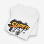 Wit oversized T-shirt met print "SUPER MAMA" op de borst.