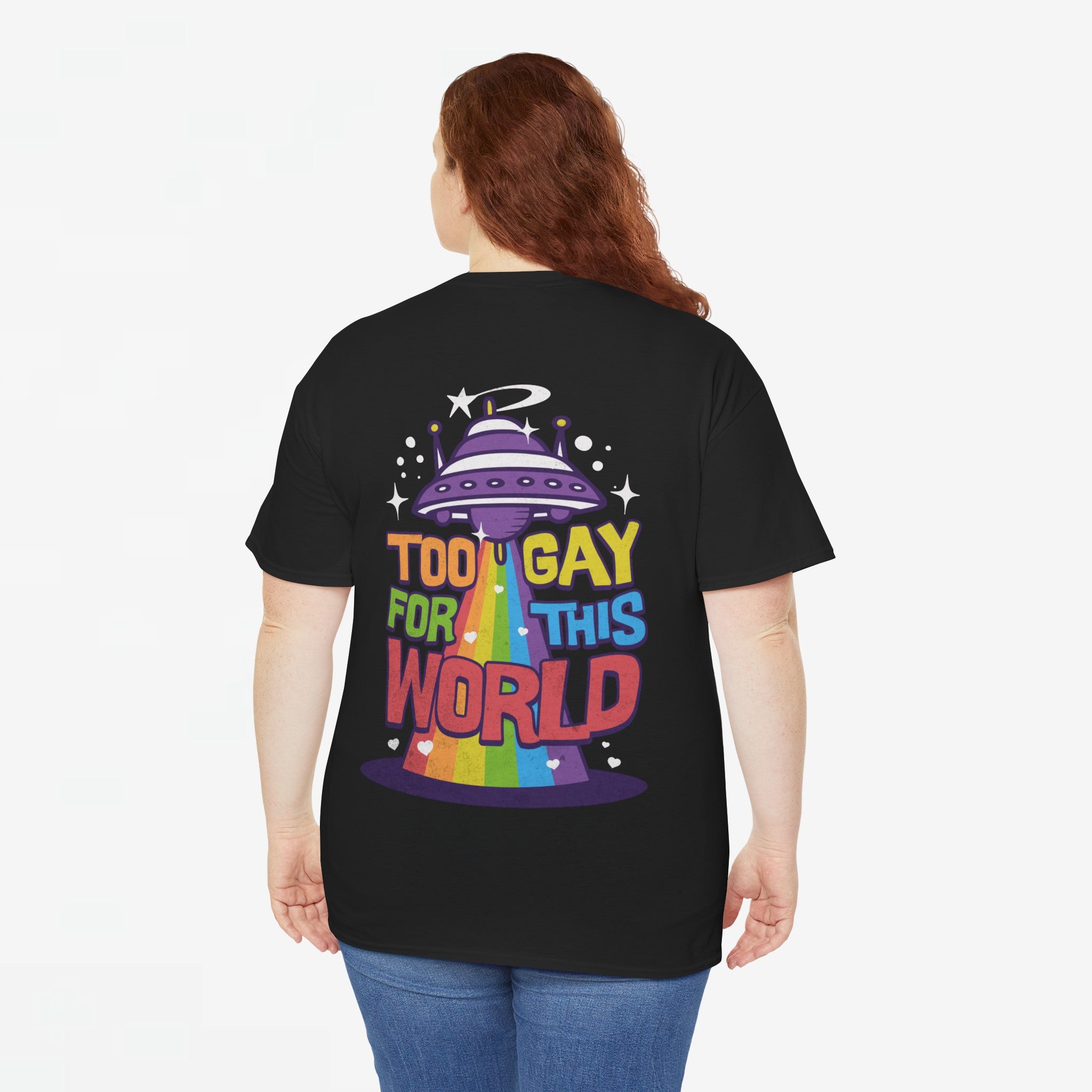Gay Pride T-shirt - Too Gay For This World - Back Print - Oversized #55