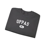 Donkergrijze trui met ronde hals en OPPA print op de borst