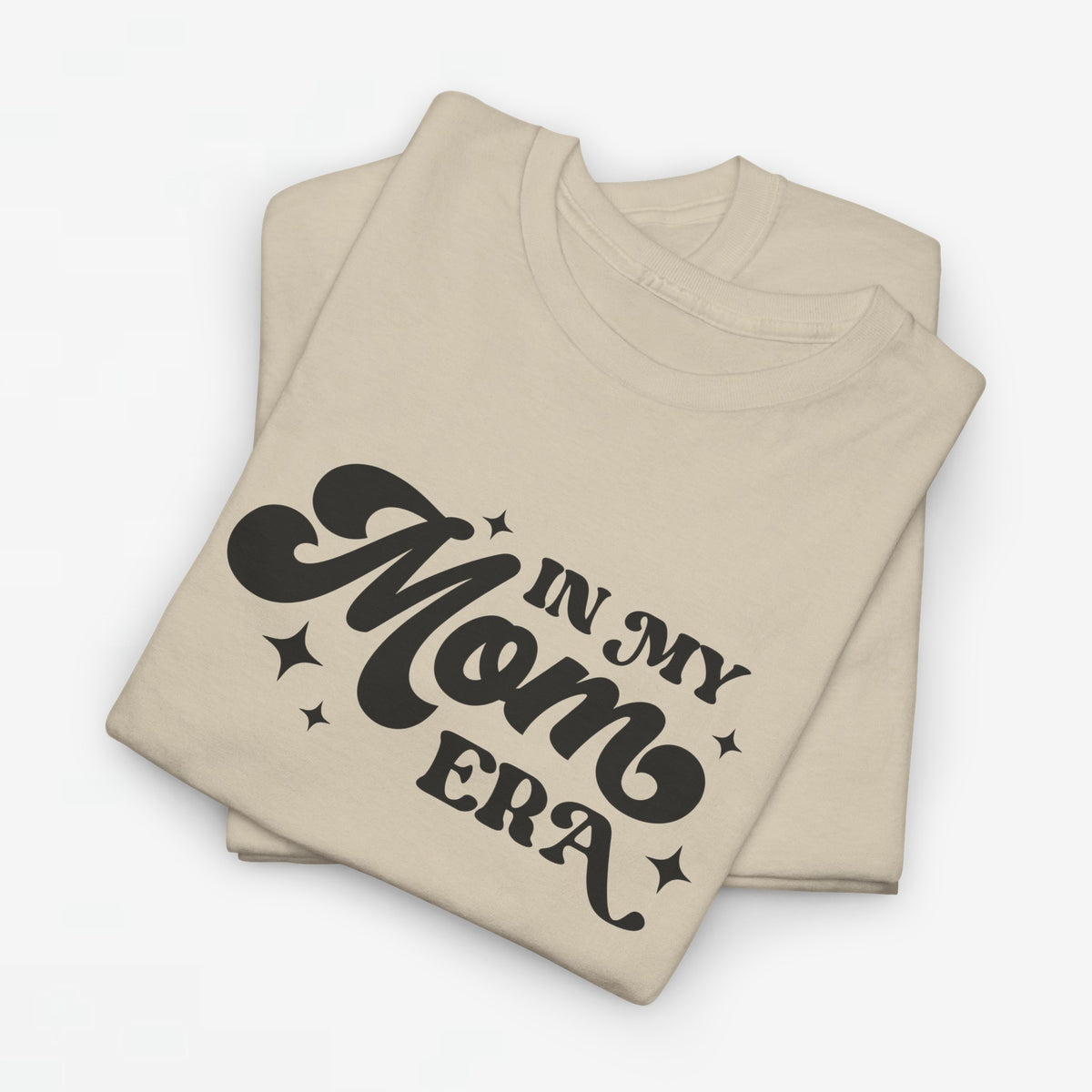 Oversized beige T-shirt met zwarte 'In my Mom Era' tekstprint