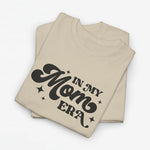 Oversized beige T-shirt met zwarte 'In my Mom Era' tekstprint