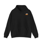 Zwarte hoodie met capuchon en klein borstlogo, effen stof