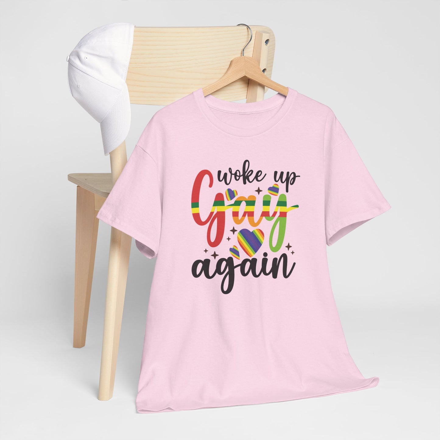 Gay Pride T-shirt - Woke Up Gay Again - Oversized #6