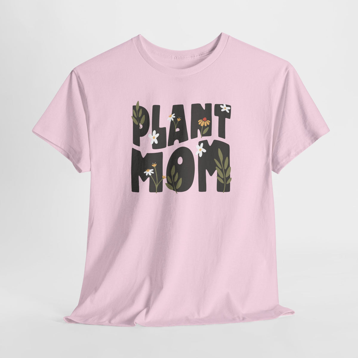 Roze T-shirt met 'Plant Mom'-opdruk in groene en zwarte tinten
