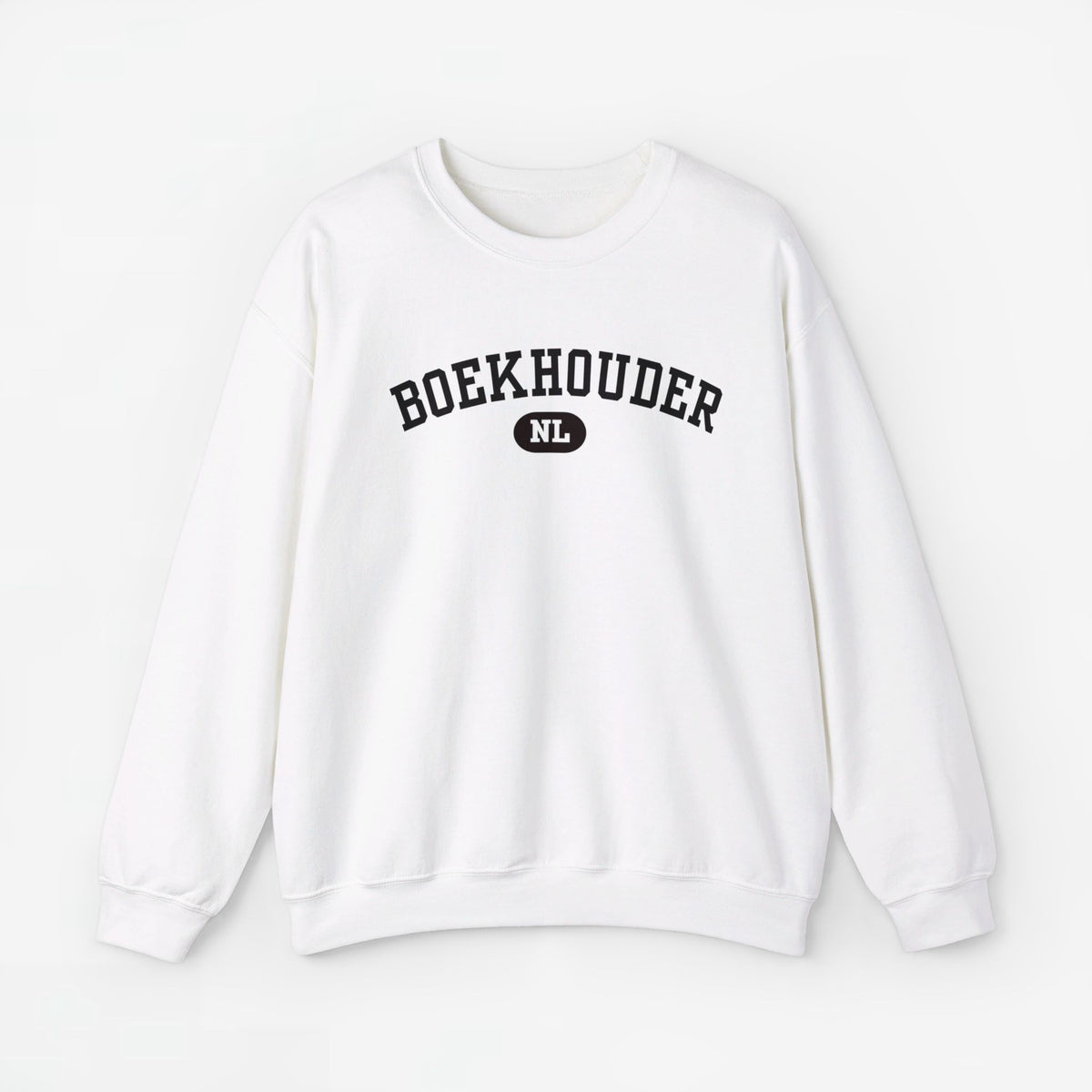 Witte sweater met BOEKHOUDER NL print op de borst
