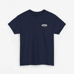 Navy t-shirt voor mama met kleine borstprint en EST-tekst