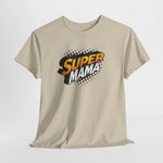 Sandkleurig oversized T-shirt met Super Mama logo op borst
