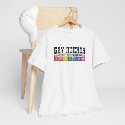 Gay Pride T-shirt - Gay Agenda (zwarte tekst) - Oversized #18