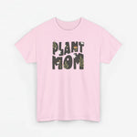 Roze T-shirt met 'Plant Mom'-opdruk met bloemen en planten