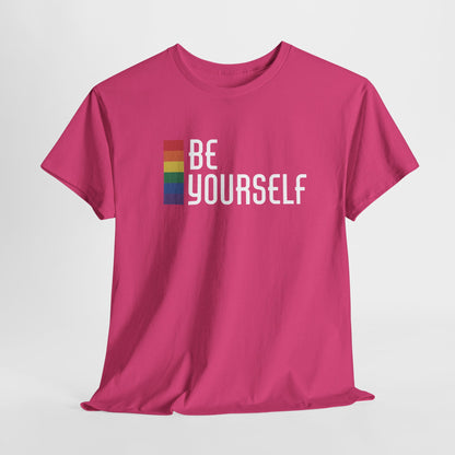 Gay Pride T-shirt - Be Yourself (witte tekst) - Oversized #24