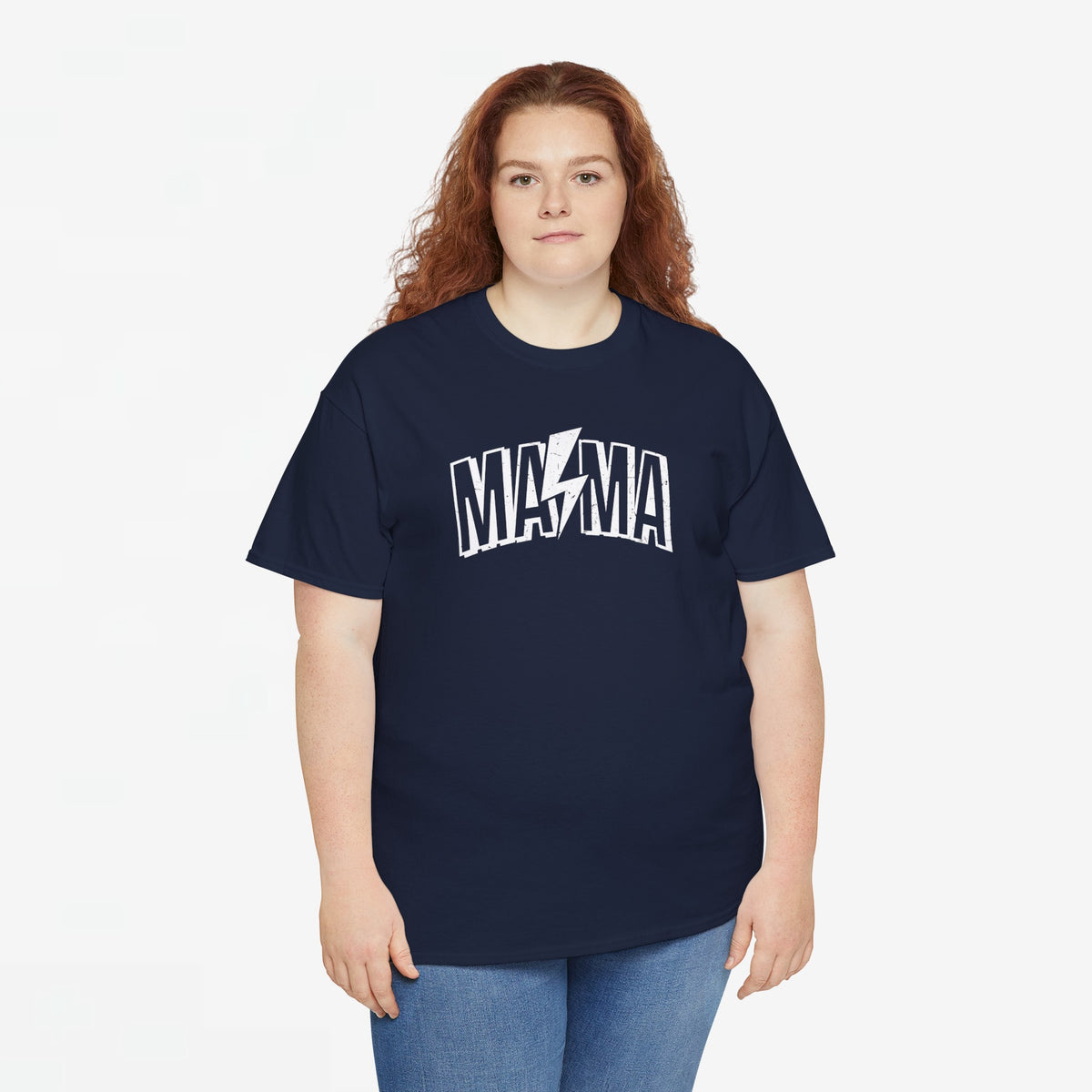 Navy oversized T-shirt met ronde hals en MA*MA tekstprint op borst