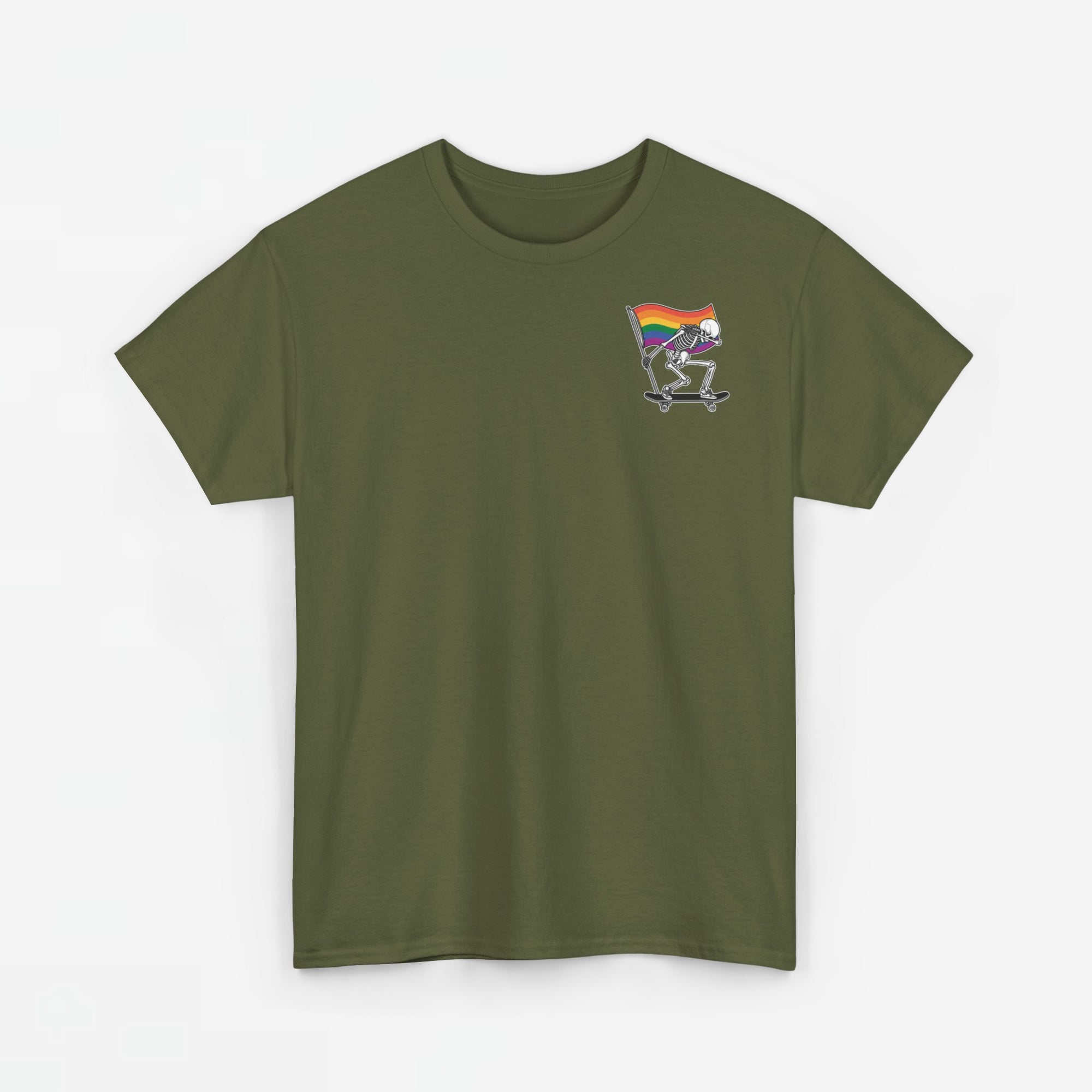 Gay Pride T-shirt - Skelet Pride Regenboog Flag - Back Print - Oversized #71