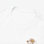 Wit T-shirt met ronde hals en bovenste deel van bloemenprint