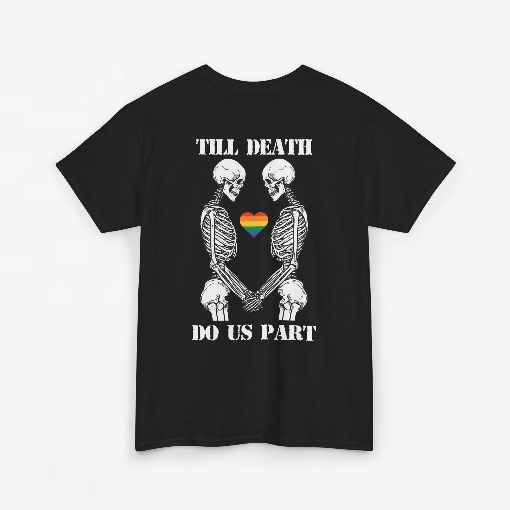 Gay Pride T-shirt - Skelet Echtpaar Till Death Do Us Part - Back Print - Oversized #74