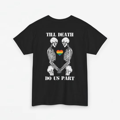 Gay Pride T-shirt - Skelet Echtpaar Till Death Do Us Part - Back Print - Oversized #74