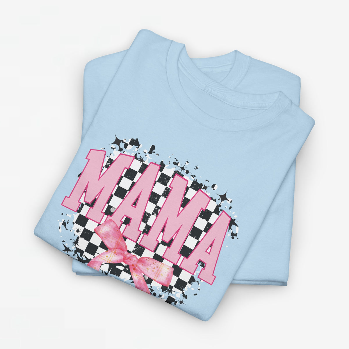 Blauw oversized T-shirt met ronde hals en MAMA-print met strik en confetti-effect