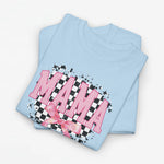 Blauw oversized T-shirt met ronde hals en MAMA-print met strik en confetti-effect