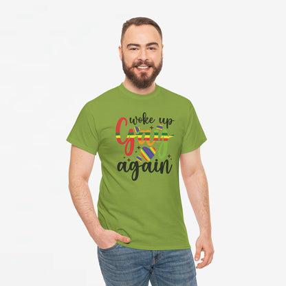 Gay Pride T-shirt - Woke Up Gay Again - Oversized #6