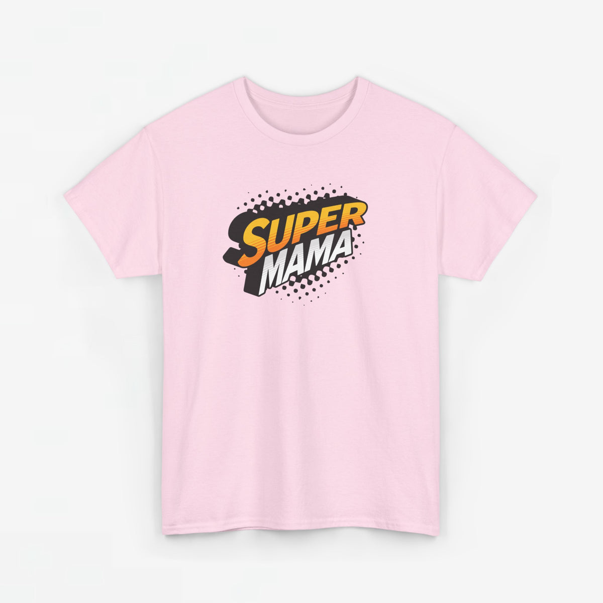 Roze T-shirt met korte mouwen en borstprint "SUPER MAMA".