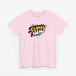 Roze T-shirt met korte mouwen en borstprint "SUPER MAMA".