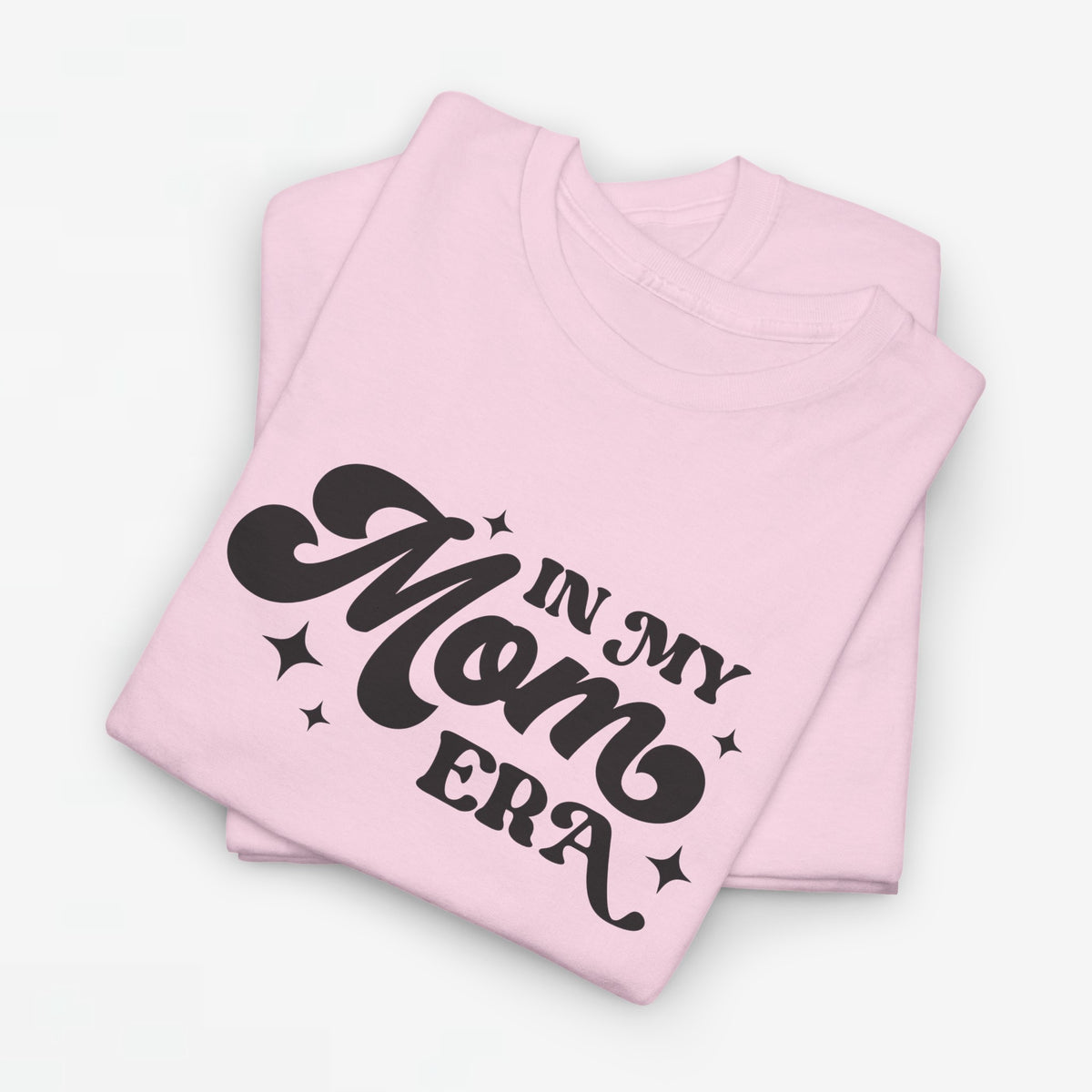 Oversized lichtroze T-shirt met zwarte 'In my Mom Era' tekstprint