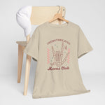 Zandkleurige oversized t-shirt met handprint-graphic en 'Moms club'-tekst voorop