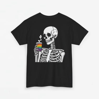 Gay Pride T-shirt - Skelet Regenboog Koffie - Oversized #73