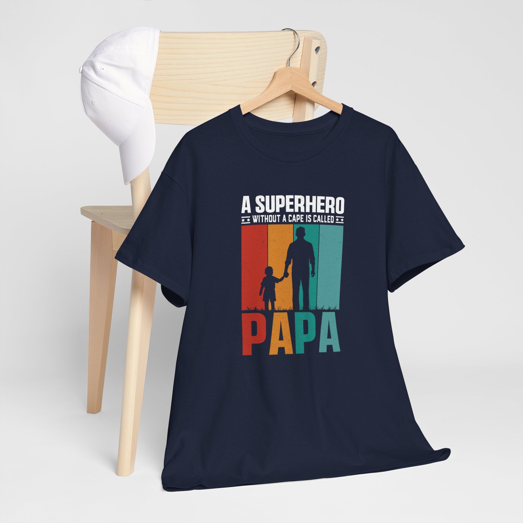 Vaderdag Papa Cadeau - T-shirt - A Superhero without a cape is called PAPA - Oversized #24