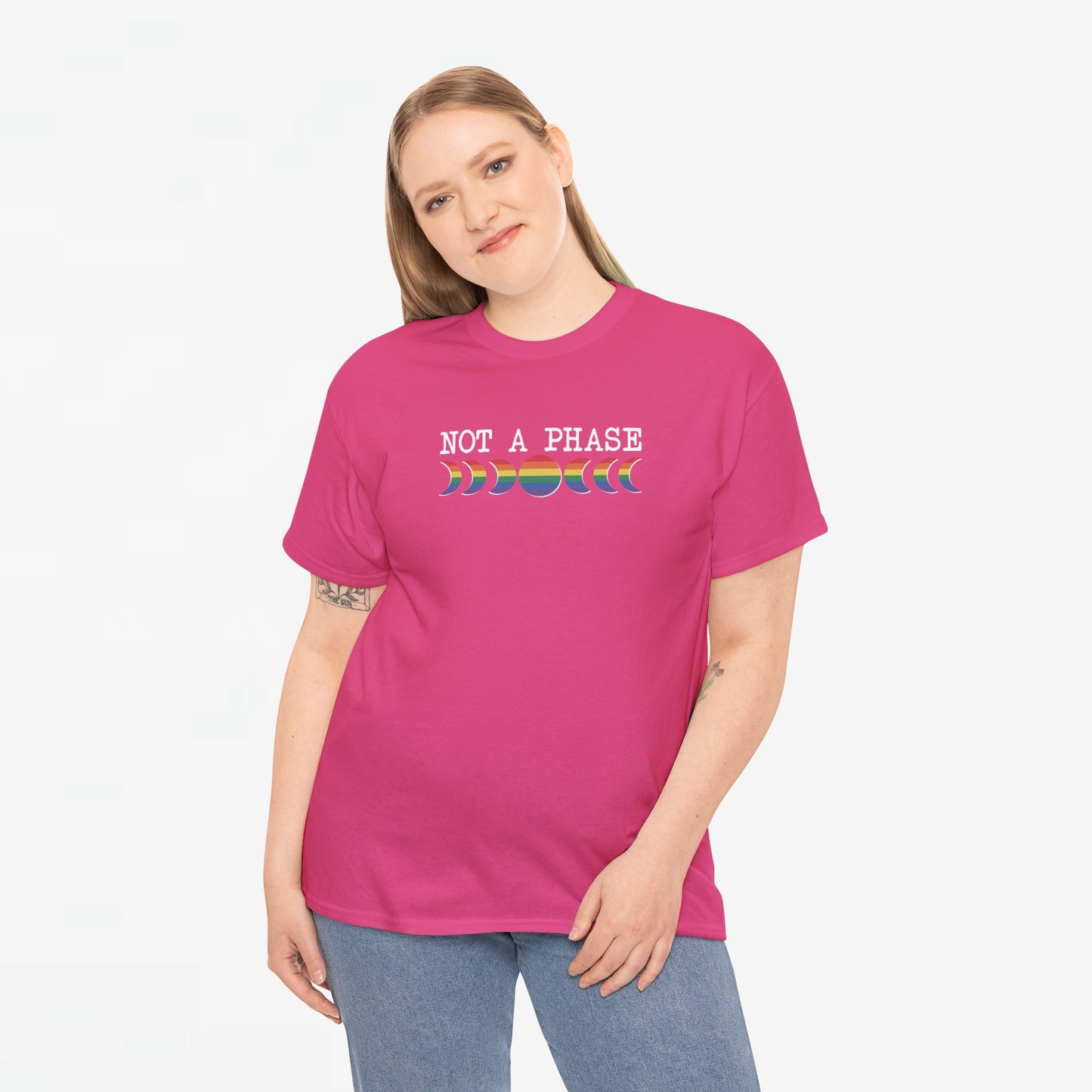 Gay Pride T-shirt - Not a phase (witte tekst) - Oversized #2