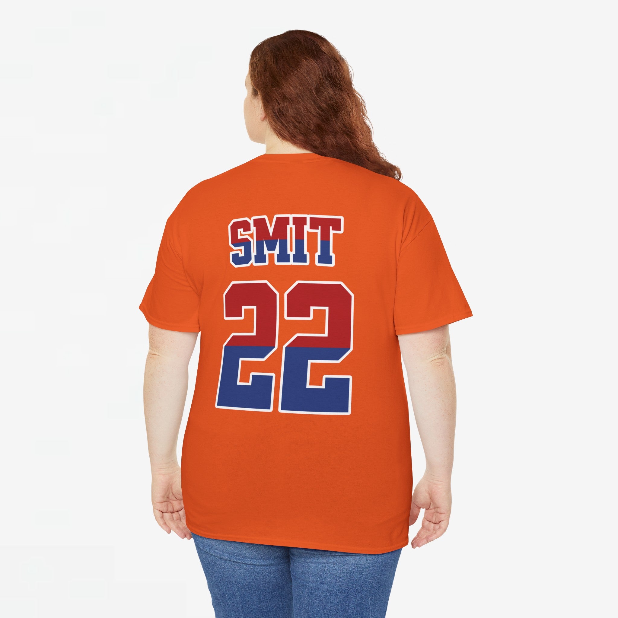 Oranje T-shirt voor EK, WK en Koningsdag - Personaliseer met Naam, Jaar & Rugnummer - NEDERLAND (rode en blauwe tekst)