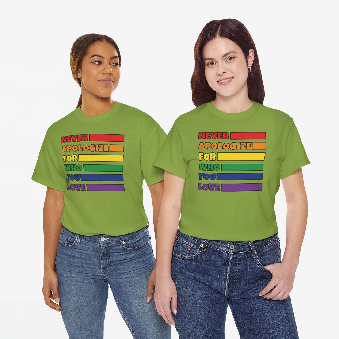 Gay Pride T-shirt - Never Apologize For Who You Love - Oversized #16