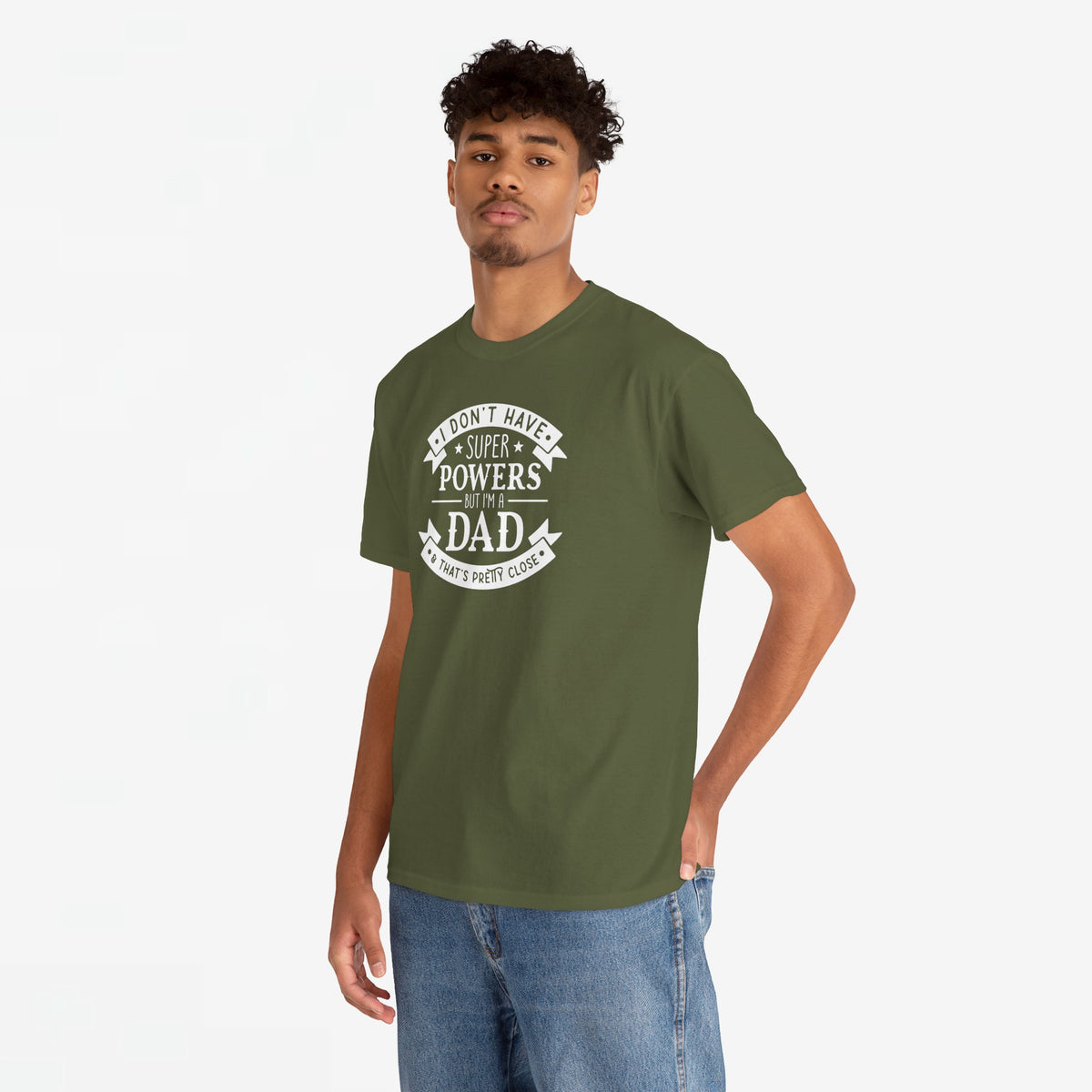 Olijfgroene oversized t-shirt met borstprint en korte mouwen
