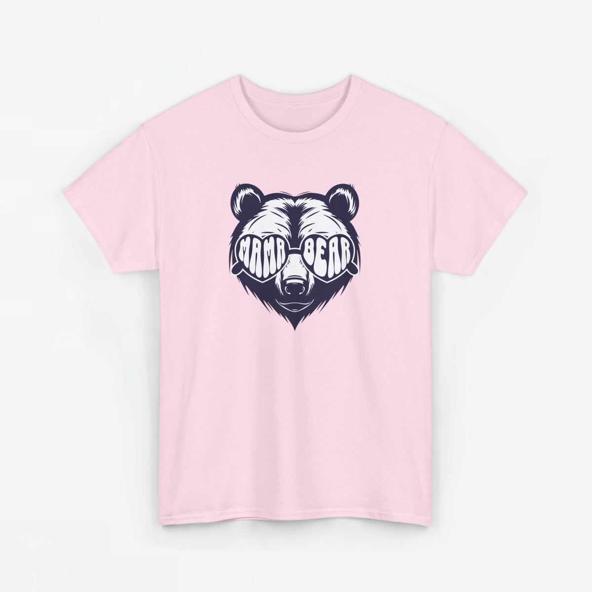 Roze t-shirt, effen voorkant met grote beerprint in het midden