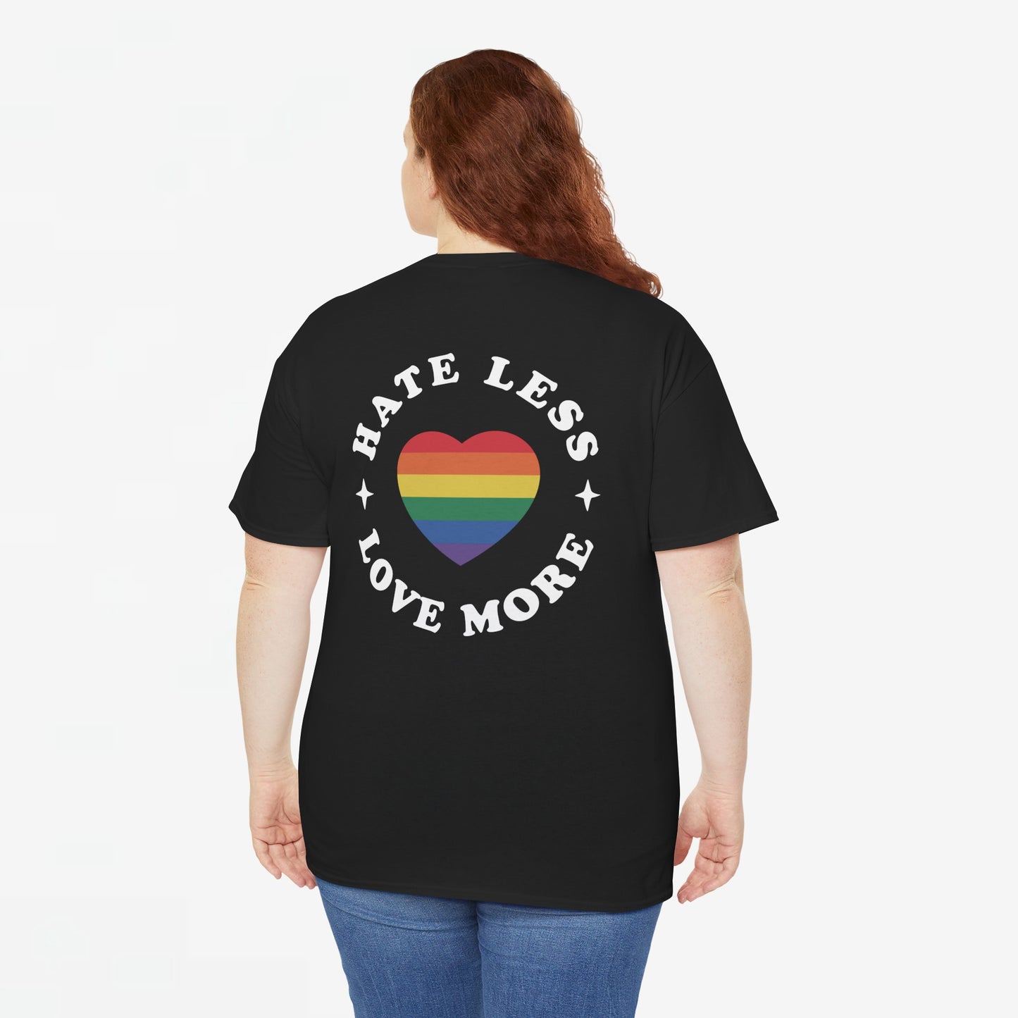 Gay Pride T-shirt - Hate Less Love More - Back Print - Oversized #14