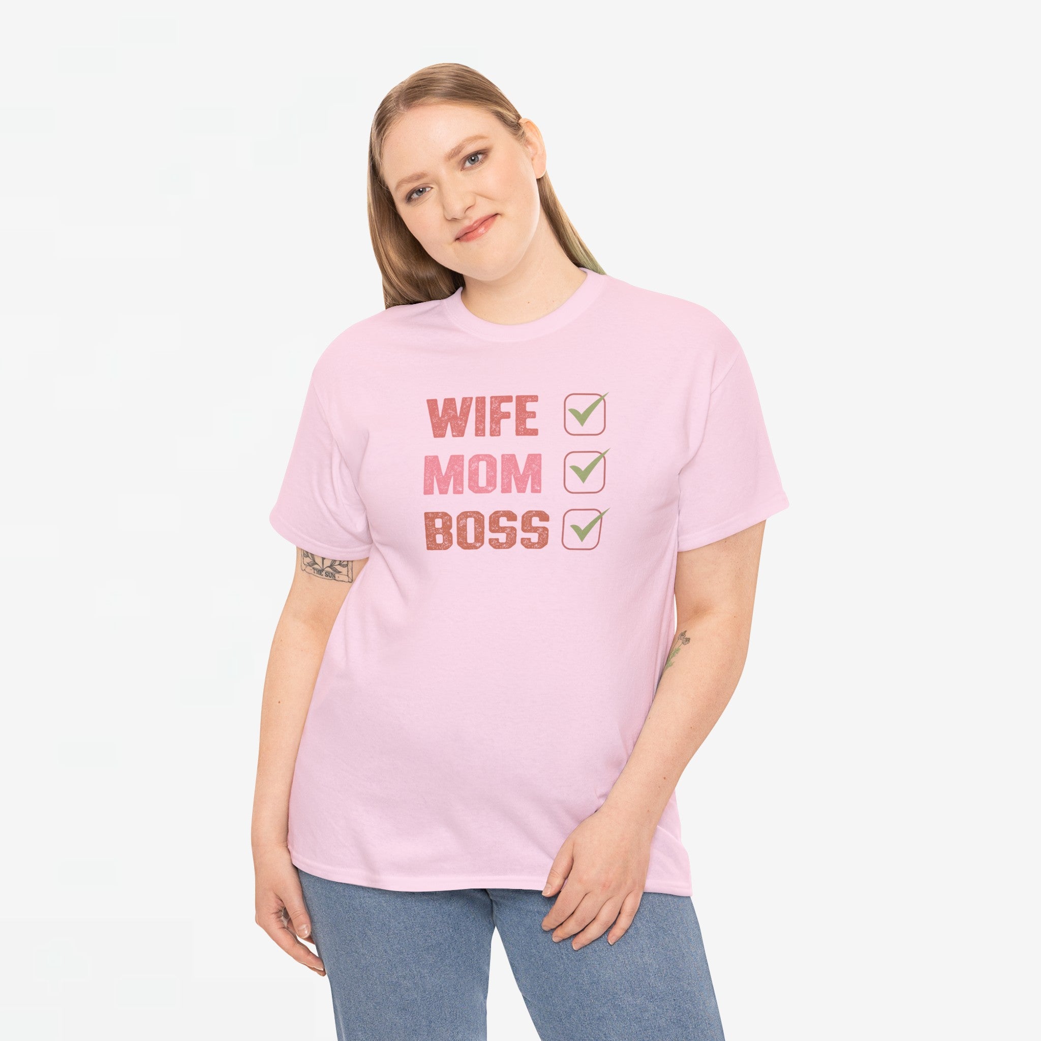 Moederdag Mama Cadeau - T-shirt - Wife Mom Boss - Oversized - #15