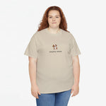 Oversized sandkleurige T-shirt met kleine borstprint 'Honden Mama' en hondenfiguur