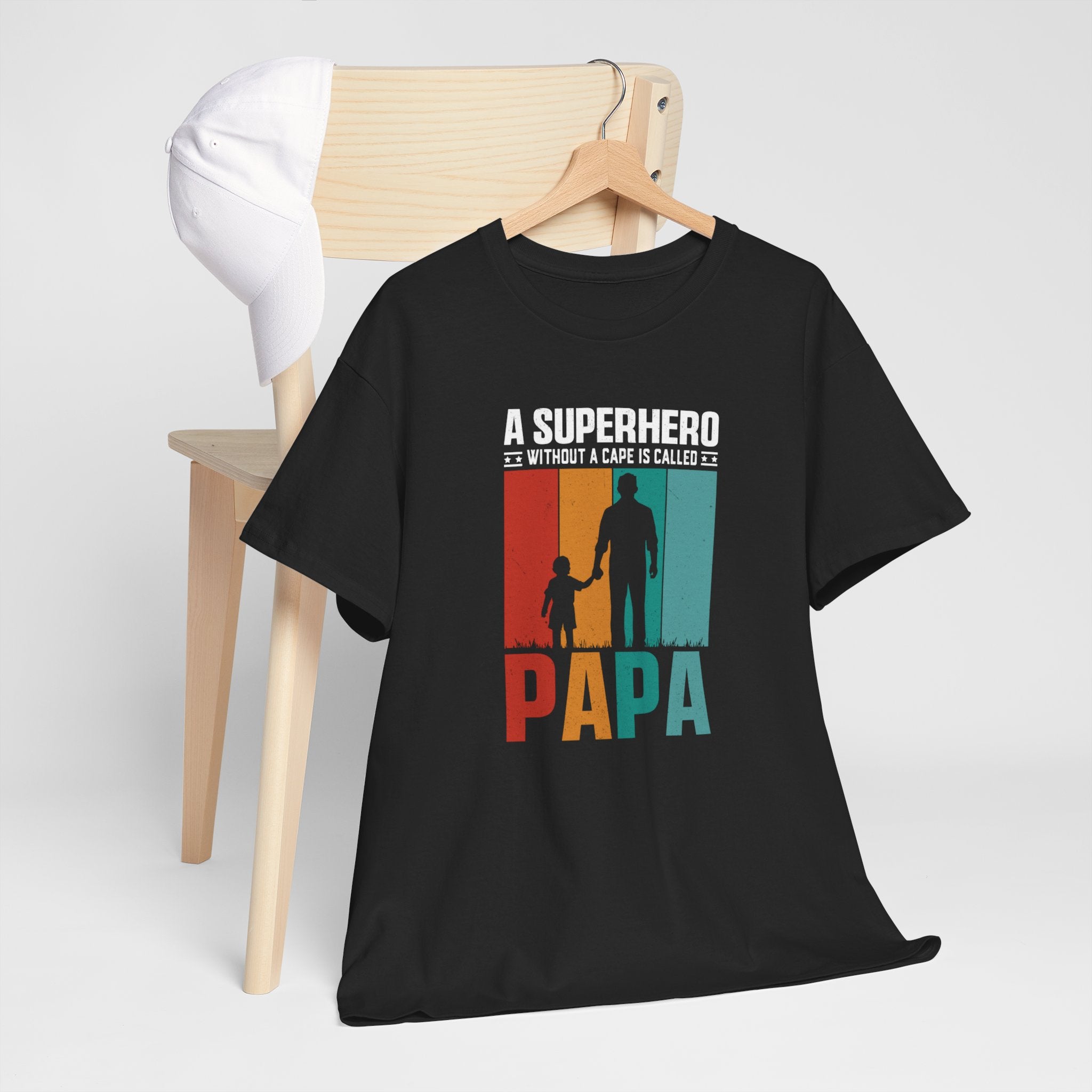Vaderdag Papa Cadeau - T-shirt - A Superhero without a cape is called PAPA - Oversized #24