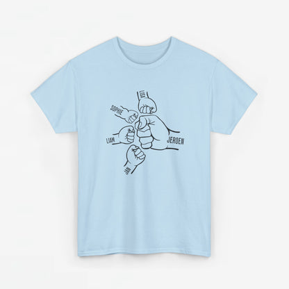 Gepersonaliseerde Vaderdag Papa Cadeau - T-shirt - Fist Bump Papa met namen