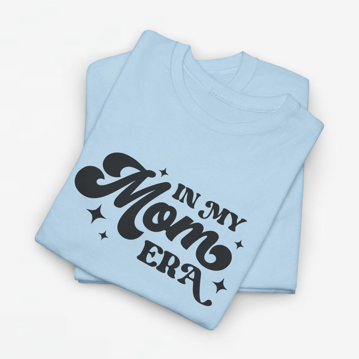 Oversized lichtblauwe T-shirt met zwarte 'In my Mom Era' tekstprint