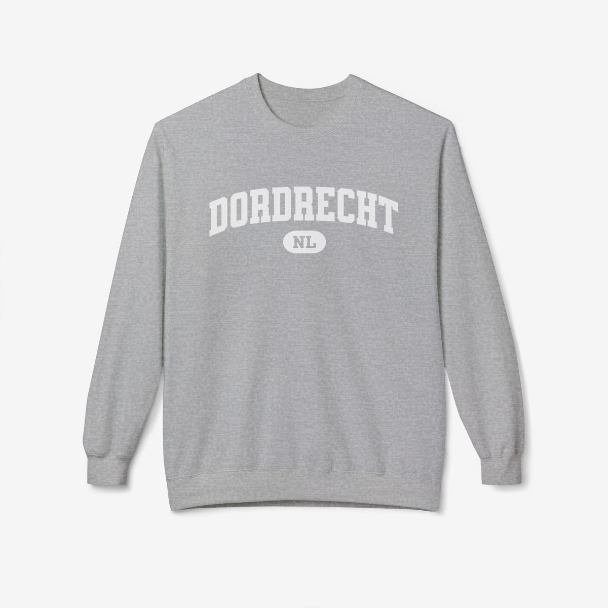 Sport grey trui met ronde hals en borstprint 'Dordrecht NL'