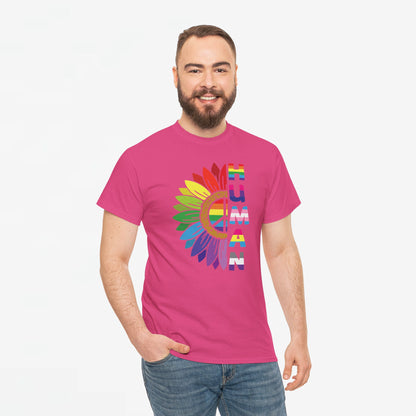 Gay Pride T-shirt - Regenboog Human (witte tekst) - Oversized #4